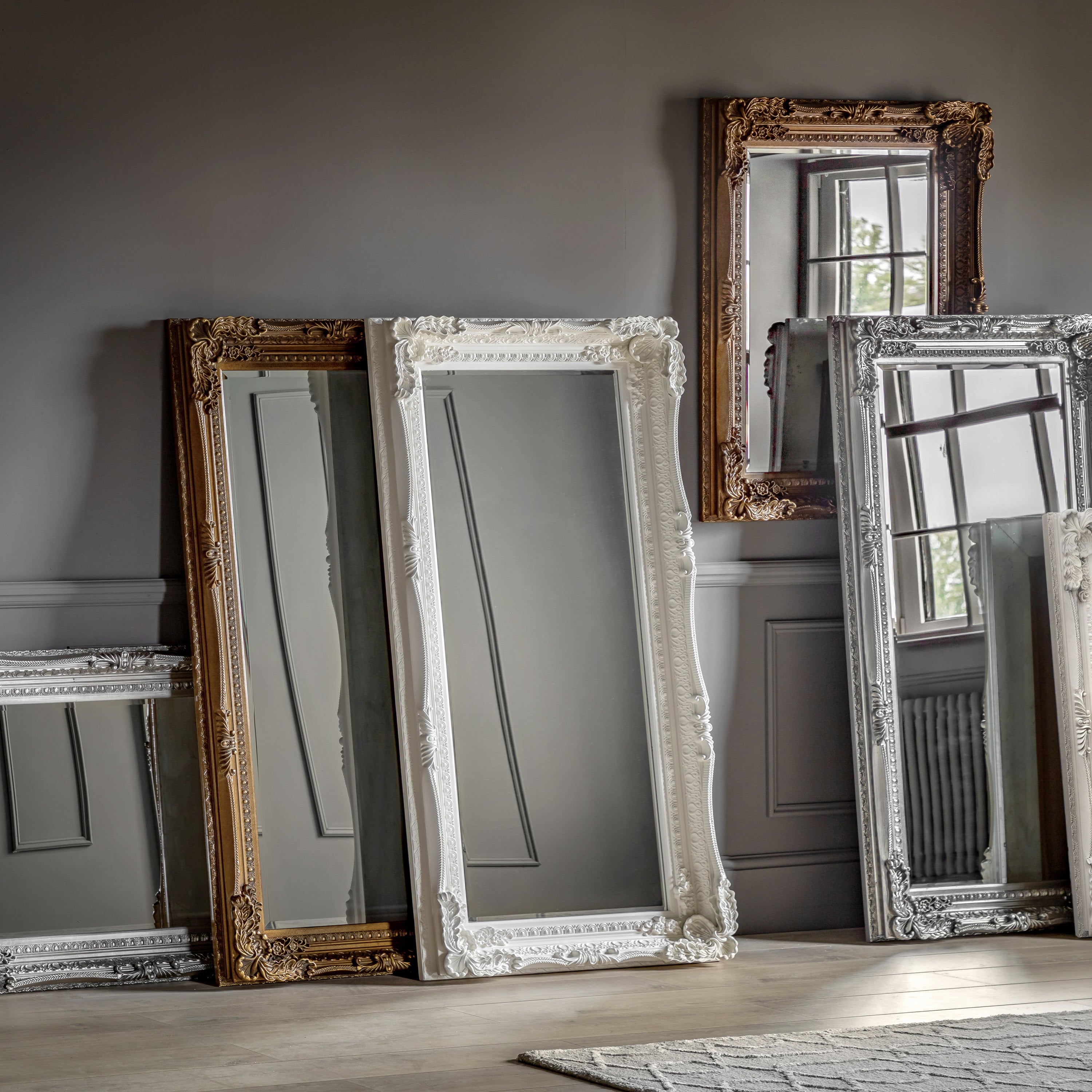 Lucian Baroque Cream Full Length Leaner Mirror